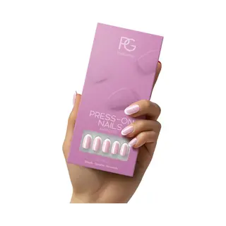 Pink Gellac Press On Nails – 2001 Classic French – Rund Mittel – Nagelset – 30 Künstliche Nägel Zum Aufkleben, Nagelkleber, 30 Klebesticker