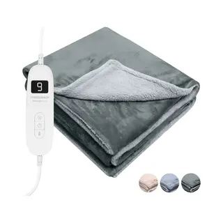 Staus&Bach Heizdecke 3XL - 2 Personen Oberdecke - Doppelseitige Fleece Sherpa Wärmedecke - Anthrazitgrau - 180x160 Cm PowerNap
