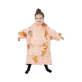 Badrock Fleece Deken Met Capuchon & Mouwen - Klein Kind - Ijsjes