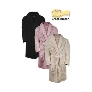Relax Company Ribcord Badjas Fleece - Grote Maten Badjassen-blush-5XL/6XL