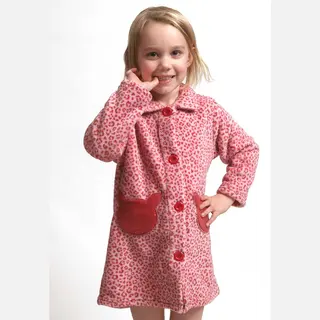 Outfitter Collections Baby Badjas Panter - Knopen Badjas Kinderen Met Knoopsluiting - Fleece Badjas Met Knopen - Meisjes - Roze - Maat 92