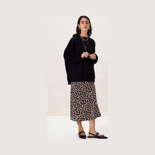 Sissy-Boy - Bruine Satijnen Rok Met Leopard Print