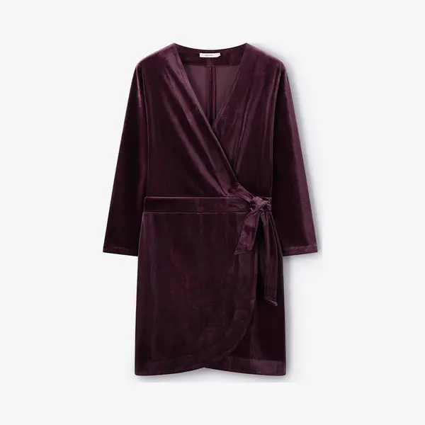 Sissy-Boy Donkerrode Velvet Overslag Jurk thumbnail
