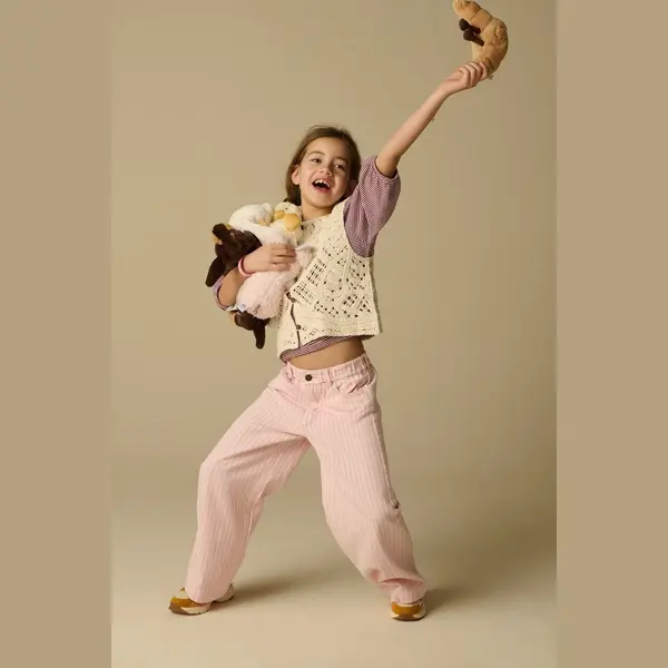 Sissy-Boy - Lichtroze Wide Leg Jeans Met Strepen thumbnail