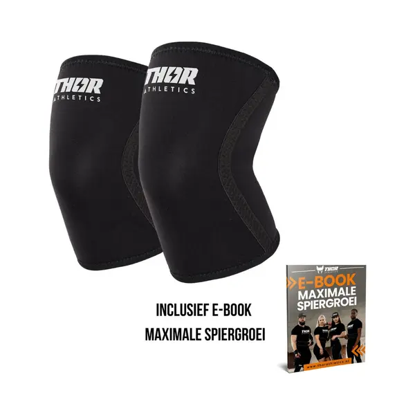 Thor Athletics Knee Sleeves - Kniebrace - Knee Sleeves Powerlifting - 7mm - Zwart - Maat (S) - Inclusief E-Book thumbnail