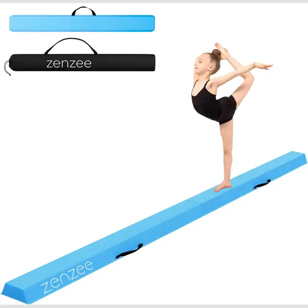 Zenzee Turnbalk - 240 Cm - 100% Eva Kern - Voor Thuis - Evenwichtsbalk - Balanstrainer - Balans Speelgoed - Blauw - Incl. Draagtas thumbnail
