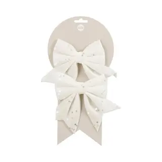 House Of Seasons Kerst Ornamenten Strikken - 2x St - Wit Met Glitter - 12 X 13 Cm - Kerstboomstrikjes