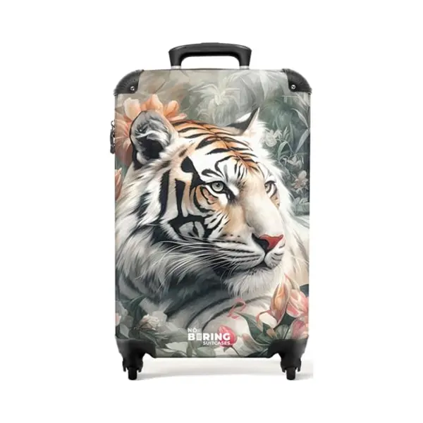 NoBoringSuitcases.com® Dromerige Dieren, Tijger - Planten, Koffer thumbnail
