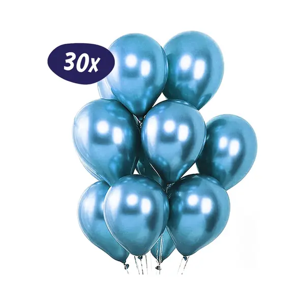 Happy Happenings Chroom Donker Blauwe Ballonnen - 30 Stuks - Helium Ballonnen - Latex - Versiering Verjaardag - Babyshower - Gender Reveal thumbnail