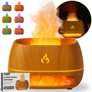 Boncy® Himalaya Fire - Zoutsteen Lamp Aroma Diffuser - Luchtbevochtiger Met Licht-opties - Aromadiffusers Geurverspreider Vernevelaar - Aromatherapie