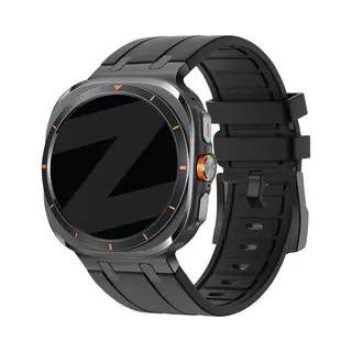 Bandz Siliconen Band 'Luxe Liquid' - Geschikt Voor Samsung Galaxy Watch Ultra / Ultra 2025 (zwart Met Zwarte Connectors)