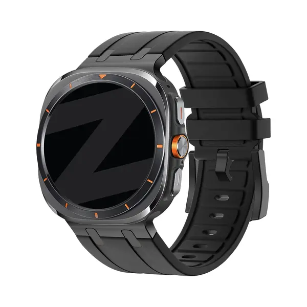Bandz Siliconen Band 'Luxe Liquid' - Geschikt Voor Samsung Galaxy Watch Ultra / Ultra 2025 (zwart Met Zwarte Connectors) thumbnail