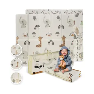 Roosly Speelmat Baby - Speelkleed Baby - Inclusief Opbergtas - Babygym - Dubbelzijdig En Opvouwbare Foam Xpe 180 X 200 Cm - Speelgoed - Veilig & Zacht