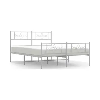 VidaXL Bettgestell Mit Kopf- Und Fußteil Metall Weiß 120x190 Cm