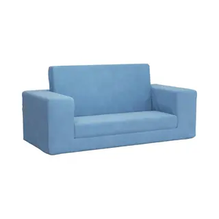 VidaXL Kinder-Schlafsofa 2-Sitzer Blau Weicher Plüsch