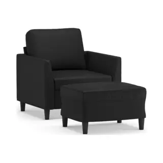 Sessel Mit Hocker Schwarz 60 Cm Kunstleder Vidaxl26944