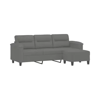 Vidaxl - 3-sitzer-sofa Mit Hocker Dunkelgrau 180 Cm Mikrofasergewebe