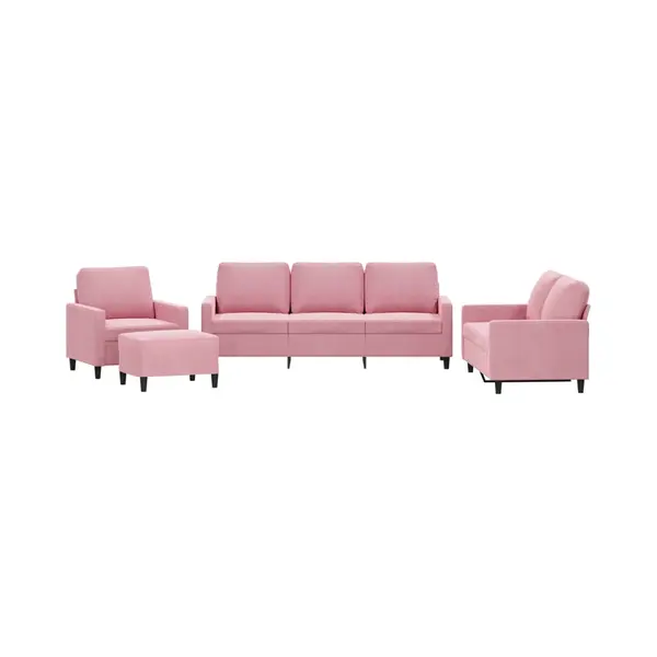 VidaXL 4-tlg. Sofagarnitur Mit Kissen Rosa Samt thumbnail