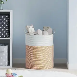 VidaXL Opbergmand Ø 38x46 Cm Katoen Bruin En Wit