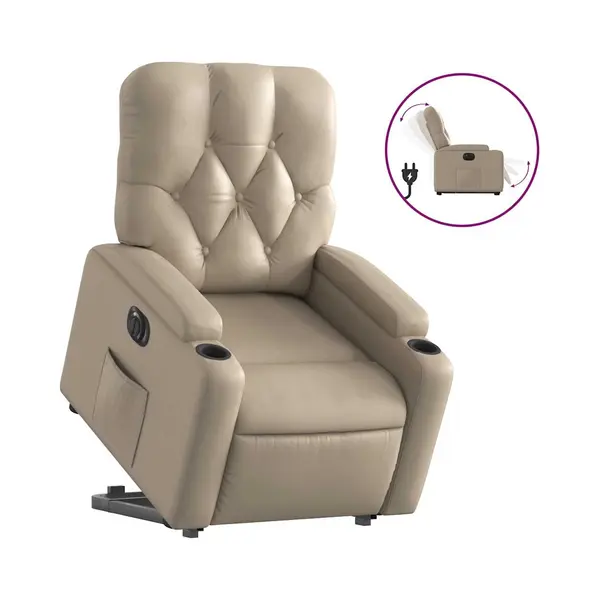 VidaXL Relaxsessel Mit Aufstehhilfe Elektrisch Cappuccino Kunstleder thumbnail