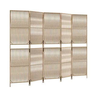 VidaXL Kamerscherm 5 Panelen Poly Rattan Beige