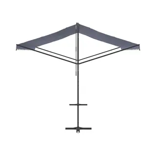 VidaXL Freistehende Markise, Gartenmarkise Einziehbar, Standmarkise Für Garten Terrasse Balkon, Sonnenschutz, Blau Weiß Stoff Stahl