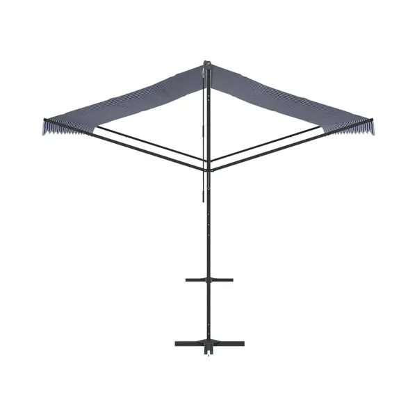 VidaXL Freistehende Markise, Gartenmarkise Einziehbar, Standmarkise Für Garten Terrasse Balkon, Sonnenschutz, Blau Weiß Stoff Stahl thumbnail