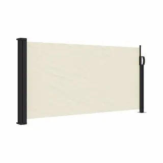 VidaXL Retractable Side Awning, Outdoor Privacy Screen For Garden Balcony Terrace Patio Yard, Waterproof Sunshade, Cream 100x500 Cm