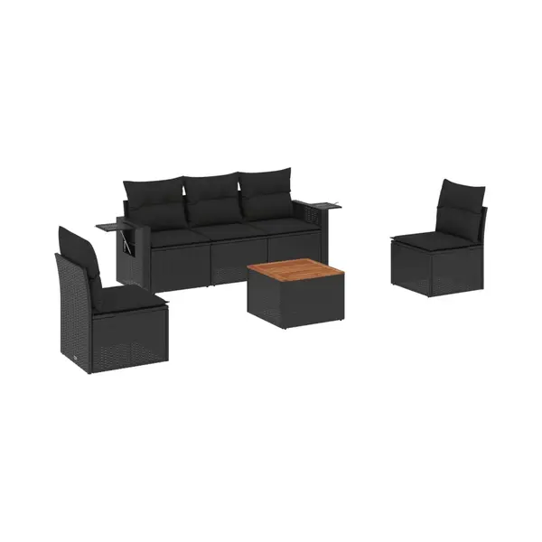 VidaXL 6-tlg. Garten-Sofagarnitur Mit Kissen Schwarz Poly Rattan thumbnail