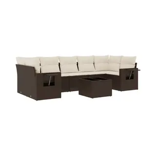 8-tlg. Garten-sofagarnitur Mit Kissen Braun Poly Rattan - Vidaxl