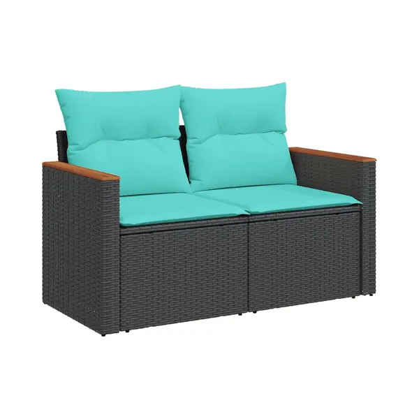 4-teiliges Gartensofa-set Mit Kissen, Schwarzes Polyrattan Vidaxl thumbnail