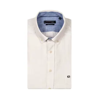 Giordano - Korte Mouw Overhemd - Heren - L - Wit - Linnen - 516009