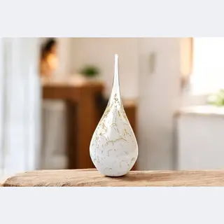 Loranto Mini Urn - Teardrop - Wit Bladgoud - Kleine Urn Voor Thuis - Crematie Urnen - Herdenken