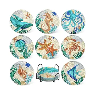 Botc Diamond Painting - Onderzetters Met Houder - Set Van 8 - Pakket Volwassenen En Kinderen - Antislip - Cadeau - Ocean