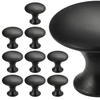 Somstyle Kastknoppen Set - 10 Stuks - Ø 27 Mm - Deurknoppen Voor Kasten - Meubelknop - Handgreep - Zwart