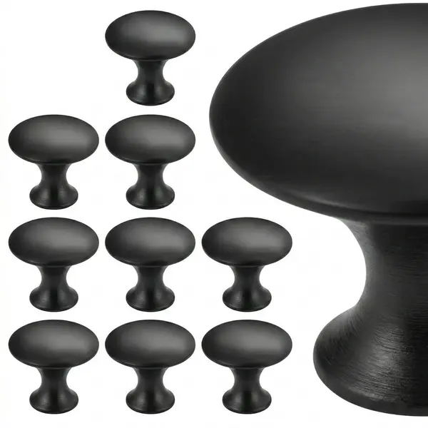 Somstyle Kastknoppen Set - 10 Stuks - Ø 27 Mm - Deurknoppen Voor Kasten - Meubelknop - Handgreep - Zwart thumbnail