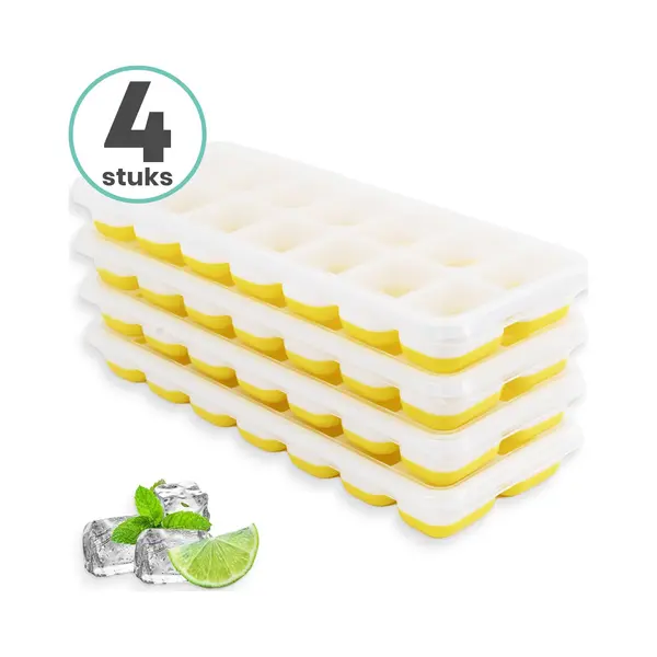Loti Living IJsblokjesvorm - 4 Stuks - Geel - IJsvormpjes - Siliconen IJsblokjesvorm - IJsblokjes - Bpa Vrij thumbnail