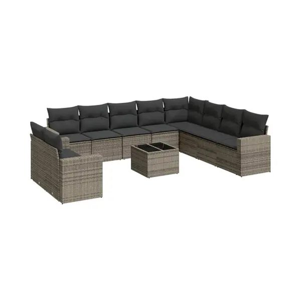 VidaXL 3251517 Gartenbank Rattan, Gehärtetes Glas thumbnail