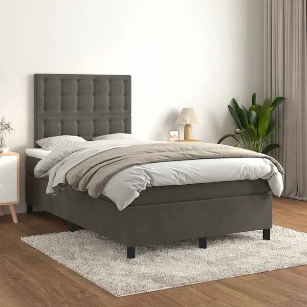 Boxspringbett Mit Matratze Dunkelgrau 120x190 Cm Samt Vidaxl thumbnail