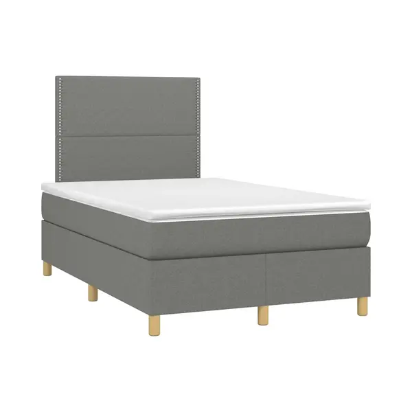 Boxspringbett Mit Matratze & Led Dunkelgrau 120x190 Cm Stoff Vidaxl thumbnail