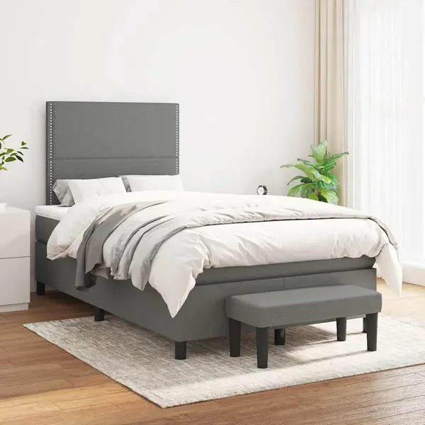 VidaXL Boxspringbett Mit Matratze Dunkelgrau 120x190 Cm Stoff thumbnail