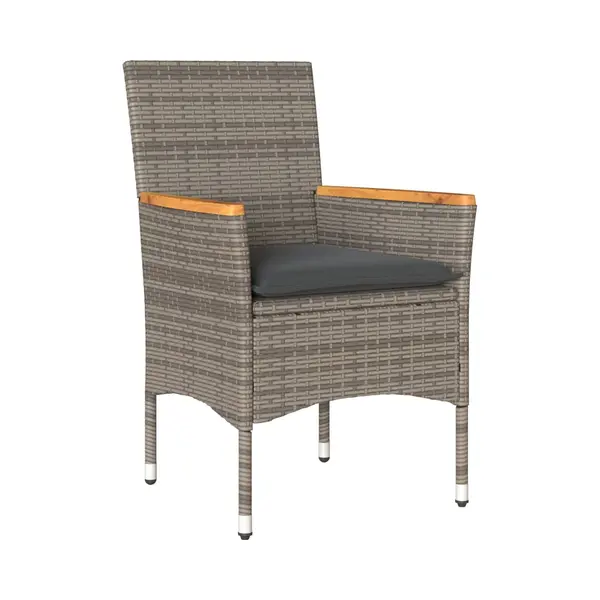 VidaXL 9-tlg. Garten-Essgruppe Mit Kissen Grau Poly Rattan Akazie thumbnail