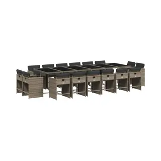 17-tlg. Garten-essgruppe Mit Kissen Grau Poly Rattan Vidaxl