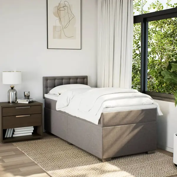 VidaXL Boxspring Met Matras Stof Taupe 100x200 Cm thumbnail