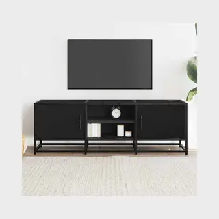 VidaXL Tv Schrank, Lowboard Für Fernseher, Fernsehtisch Mit Stauraum, Fernsehschrank Für Wohnzimmer Schlafzimmer, Schwarz Holzwerkstoff Metall