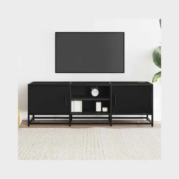 VidaXL Tv Schrank, Lowboard Für Fernseher, Fernsehtisch Mit Stauraum, Fernsehschrank Für Wohnzimmer Schlafzimmer, Schwarz Holzwerkstoff Metall thumbnail