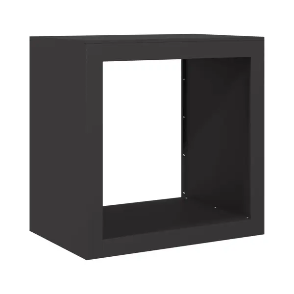 VidaXL - Black Steel Firewood Rack - 60 X 40 X 60 Cm - Fireplace Log Store Holder thumbnail