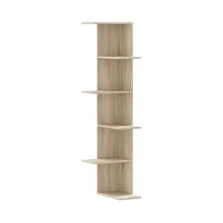 VidaXL Wall Corner Shelf Floating - Sonoma Oak, Modern Engineered Wood Display Rack - 36.5x36.5x140 Cm - Space-Saving, Decorative Storage For Living