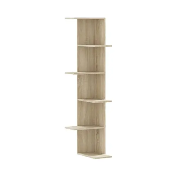 VidaXL Wall Corner Shelf Floating - Sonoma Oak, Modern Engineered Wood Display Rack - 36.5x36.5x140 Cm - Space-Saving, Decorative Storage For Living thumbnail