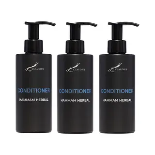Claudius Cosmetics B.V. Hairconditioner Hammam Herbal 300 Ml - Met Pomp - Zwarte Fles - Set Van 3 Stuks - Voordeelverpakking